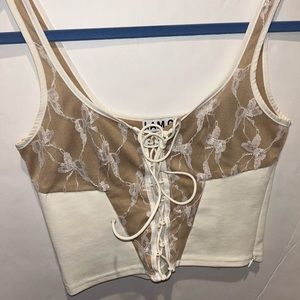 NWOT I.AM.GIA. Merula Butterfly White Corset Top